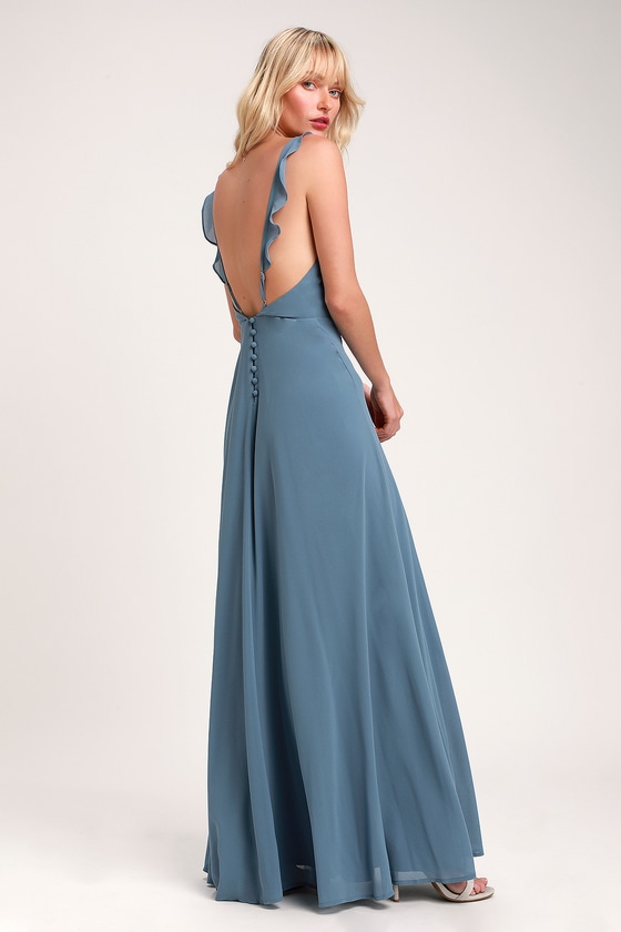 Slate Blue Maxi Dress - Sleeveless ...